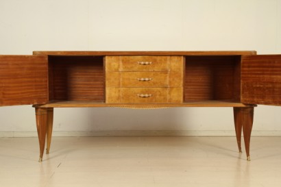 Móvil 40-50 años bufé con espejo, madera contrachapada, vidrio, mármol efecto latón detalles, decorado espejo, buen estado