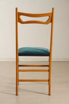 sei sedie di modernariato, sei sedie in stile de carli, sedie con struttura in faggio, rivestimento in velluto