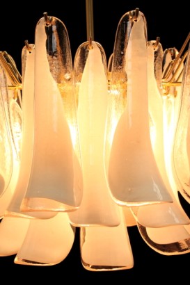 curved glass chandelier, blush white