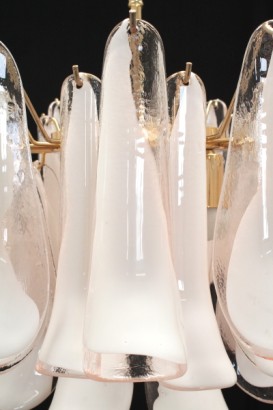 curved glass chandelier, blush white