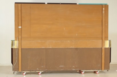 Mobile 50 years, elegant, buffet, veneered, lacquered Interior, marble, Crystal, Crystal, decorated wood, mirror, frame, brass parts, good condition, wear and tear