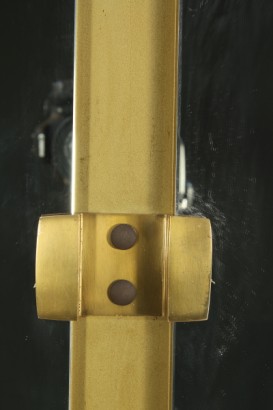 Mobile 50 years, elegant, buffet, veneered, lacquered Interior, marble, Crystal, Crystal, decorated wood, mirror, frame, brass parts, good condition, wear and tear