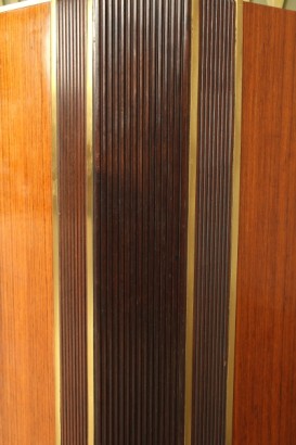 Mobile 50 years, elegant, buffet, veneered, lacquered Interior, marble, Crystal, Crystal, decorated wood, mirror, frame, brass parts, good condition, wear and tear