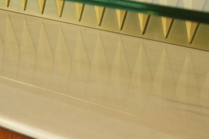 Mobile bar 50 years, elegant, veneered, rosewood, lacquered Interior, mirrors and glass, marble and Crystal, riser and back in wood, brass, good condition