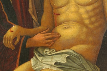 art, antique, 16th century painting, Giovanni Bellini (1430-1516), tempera on wood, Venetian-Cretan area, Lamentation over the dead Christ