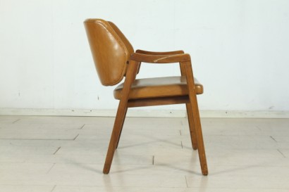 Armchair Ico Parisi, wooden frame, foam padding, upholstered in imitation leather, good conditions