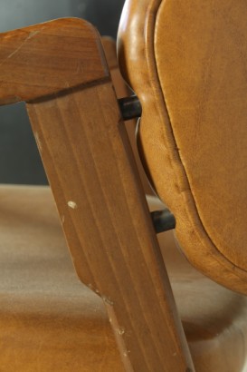 Armchair Ico Parisi, wooden frame, foam padding, upholstered in imitation leather, good conditions