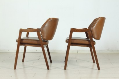 Ico Parisi armchairs, wooden frame, foam, upholstery, leatherette