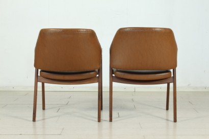 Ico Parisi armchairs, wooden frame, foam, upholstery, leatherette