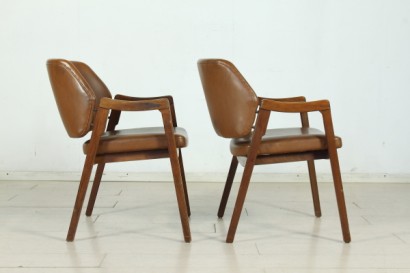 Ico Parisi armchairs, wooden frame, foam, upholstery, leatherette