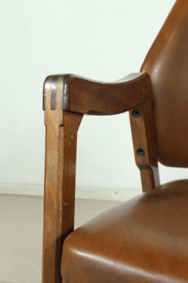 Ico Parisi armchairs, wooden frame, foam, upholstery, leatherette