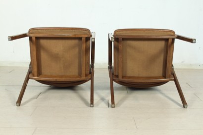 Ico Parisi armchairs, wooden frame, foam, upholstery, leatherette