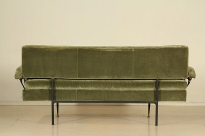 50 years, sofa converts into a bed, painted metal, foam padding, upholstered in Velvet, fair condition, wear and tear