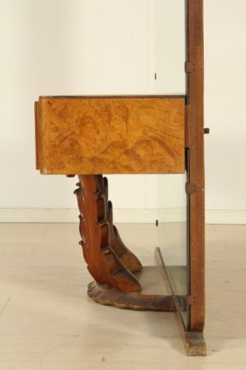 Peteneuse 30 years, three drawers, veneered, lacquered glass, mirror
