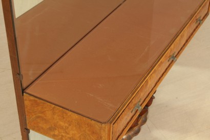 Peteneuse 30 years, three drawers, veneered, lacquered glass, mirror