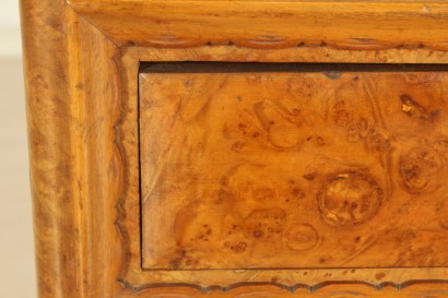 Peteneuse 30 years, three drawers, veneered, lacquered glass, mirror