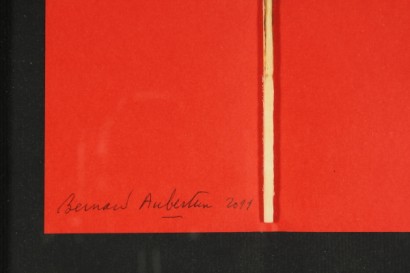 Aubertin fiammifero bruciato su foglio rosso_14324 arte contemporanea, Bernard Aubertin, fiammiferi bruciati
