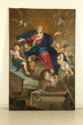 arte, pittura antica, assunzione di Maria, XVIII secolo, Madonna con putti, dipinti ad olio su tela