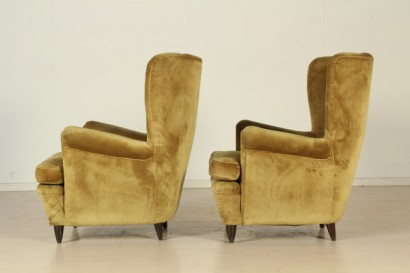 Poltrone anni 50, imbottitura a molle, rivestimento in velluto, buone condizioni