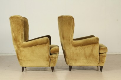 Poltrone anni 50, imbottitura a molle, rivestimento in velluto, buone condizioni