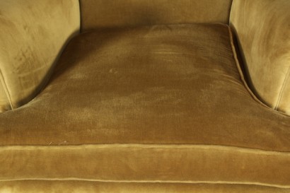 Poltrone anni 50, imbottitura a molle, rivestimento in velluto, buone condizioni