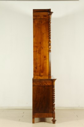 Sideboard from Lombardy, turned feet, two doors, two drawers, doors with glass, twisted half-columns, pillars, grooves