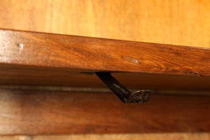 Sideboard from Lombardy, turned feet, two doors, two drawers, doors with glass, twisted half-columns, pillars, grooves