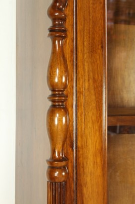 Sideboard from Lombardy, turned feet, two doors, two drawers, doors with glass, twisted half-columns, pillars, grooves