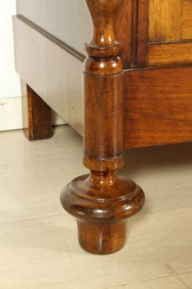 Sideboard from Lombardy, turned feet, two doors, two drawers, doors with glass, twisted half-columns, pillars, grooves