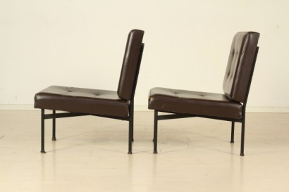 50 years, foam chairs, upholstered in skai, metal frame, #modernariatopoltrone