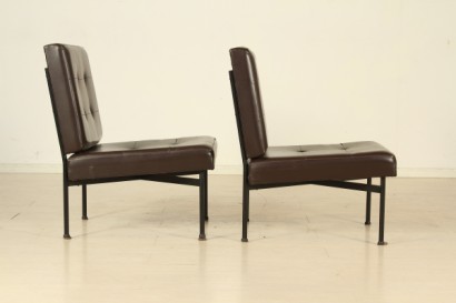 50 years, foam chairs, upholstered in skai, metal frame, #modernariatopoltrone