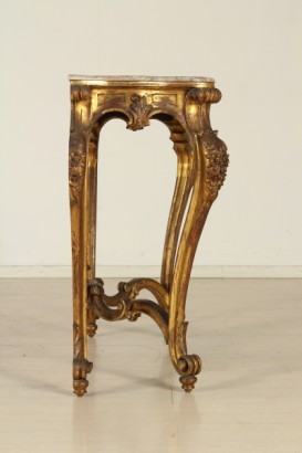 Console table with marble, cruise line, richly carved legs move, moves,