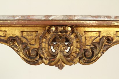 Console table with marble, cruise line, richly carved legs move, moves,