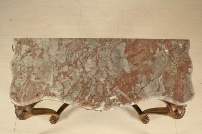 Console table with marble, cruise line, richly carved legs move, moves,