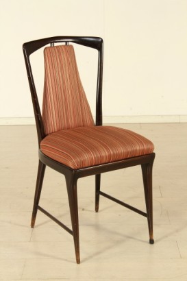 Sillas atribuibles a Osvaldo Borsani, madera de haya, ébano, relleno de espuma, tapicería de tela, buen estado, signos de uso, #modernariatosedie