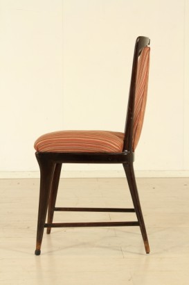 Sillas imputables a Osvaldo Borsani, madera de haya, ébano, relleno de espuma, tapizado de tela, buen estado, signos de uso, #modernariatosedie