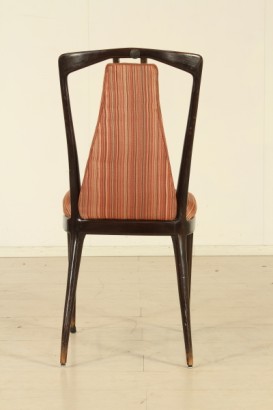 Sillas imputables a Osvaldo Borsani, madera de haya, ébano, relleno de espuma, tapicería de tela, buen estado, señales de uso, #modernariatosedie