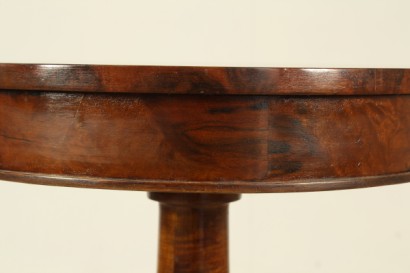 Side table with drawer, Banister, tripod, headband, round top, restorations