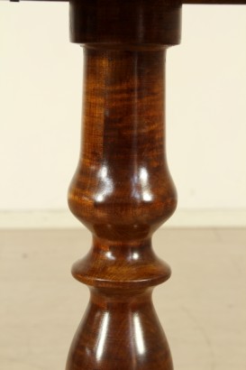 Side table with drawer, Banister, tripod, headband, round top, restorations