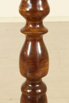 Side table with drawer, Banister, tripod, headband, round top, restorations