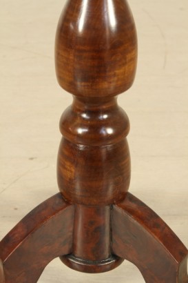 Side table with drawer, Banister, tripod, headband, round top, restorations
