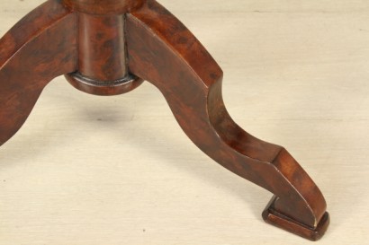 Side table with drawer, Banister, tripod, headband, round top, restorations