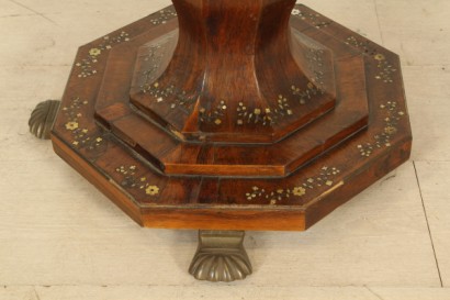 Work table, Central, octagonal base, baluster, legs, drawers, bins, brass, #antiquariatotavoli