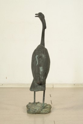 antiquariato, oggettistica, airone, XX secolo, fontana da giardino, rame brunito