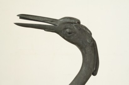 antiquariato, oggettistica, airone, XX secolo, fontana da giardino, rame brunito