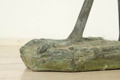 antiquariato, oggettistica, airone, XX secolo, fontana da giardino, rame brunito