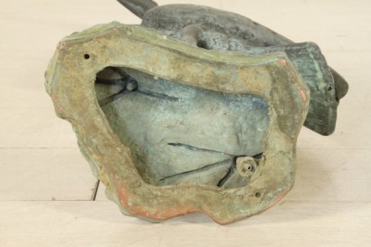 antiquariato, oggettistica, airone, XX secolo, fontana da giardino, rame brunito