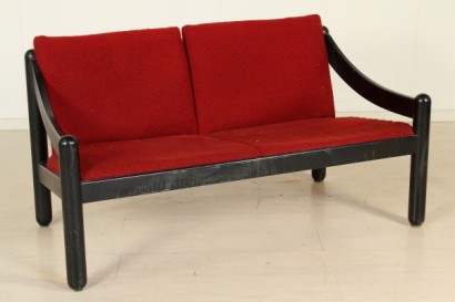 Divano Vico Magistretti, legno laccato, imbottitura in espanso, rivestimento, tessuto, discrete condizioni, #modernariato, #divani