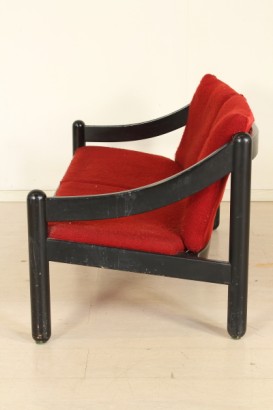 Divano Vico Magistretti, legno laccato, imbottitura in espanso, rivestimento, tessuto, discrete condizioni, #modernariato, #divani