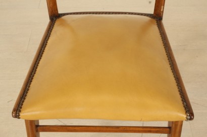 Sedie in stile Giancarlo De Carli, legno mogano, imbottitura, similpelle, buone condizioni, #modernariatosedie